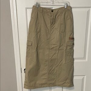 EDDIE BAUER Khaki Cargo Skirt Long Maxi Pockets Tan Size 8 Cotton